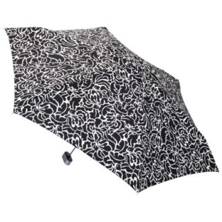 totes Manual Purse Umbrella with Case   Black/White Cabbage Floral