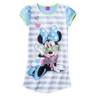 Disney Minnie Mouse Girls Short Sleeve Nightgown   Blue S