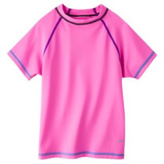 Speedo Girls Short Sleeve Rashguard   Pink L