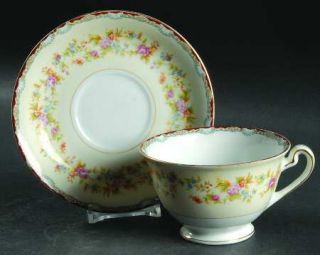 National China (Japan) Jeanine Footed Cup & Saucer Set, Fine China Dinnerware  