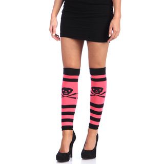 Hustler Lingerie Striped Pink/black Skull Print Leg Warmer (set Of 2)