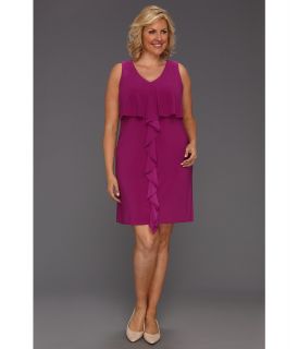 Jessica Simpson Plus Size Popover Dress w/ Ruffle at Center Front Womens Dress (Pink)