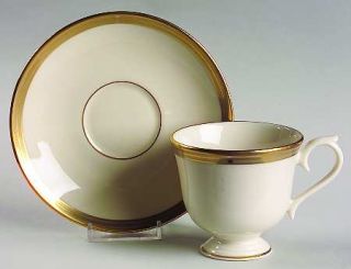 Lenox China Golden Weave Footed Cup & Saucer Set, Fine China Dinnerware   Gold H