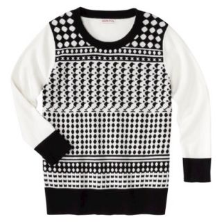 Merona Womens Jacquard Pullover Sweater   Black/Cream   XS