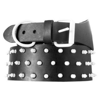 Platinum Pets Black Genuine Leather Big Dog Collar with Three Rows of Spikes  