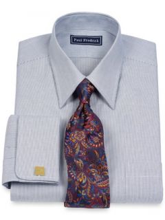 Paul Fredrick Mens 100% Cotton Fine Line Stripe Straight Collar Dress Shirt