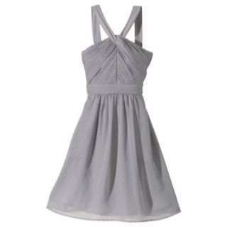 TEVOLIO Womens Halter Neck Chiffon Dress   Cement Gray   12