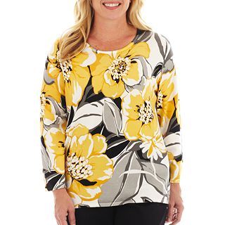 Alfred Dunner Monte Carlo Floral Print Sweater   Plus, Multi, Womens