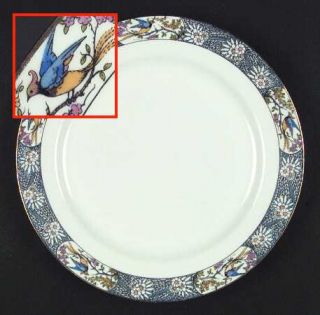 Jean Pouyat Poy50 Dinner Plate, Fine China Dinnerware   Blue Border Design, W/ F