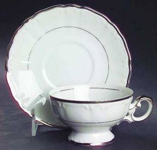 Harmony House China Silver Sonata Footed Cup & Saucer Set, Fine China Dinnerware