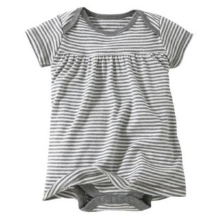 Burts Bees Baby Newborn Girls A Line Striped Bodysuit Dress   Grey 18 M