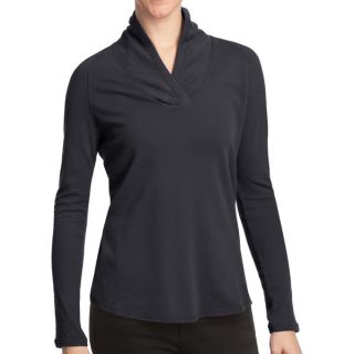 Woolrich Clarion Shirt   Cotton Crepe Knit  Shawl Collar  Long Sleeve (For Women)   ONYX (L )