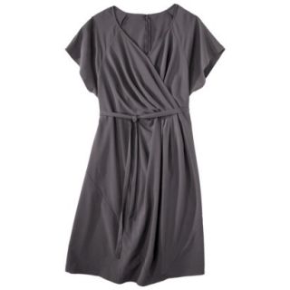 Mossimo Womens Plus Size Short Sleeve Wrap Dress   Mist Gray 2
