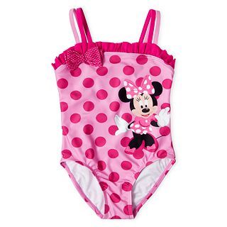Disney Pink Minnie Mouse 1 Piece Swimsuit, Pink, Girls