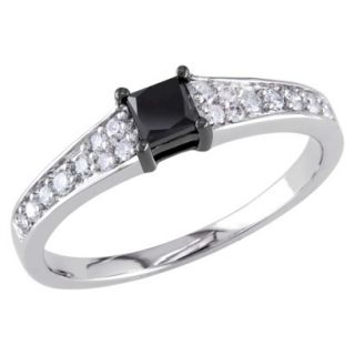 1/2 Carat Black and White Diamond in 10k White Gold Cocktail Ring (Size 6)