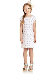 Versace Girls Studded Floral Dress   White Silver