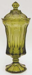 Fostoria Coin Glass Olive Green Footed Urn with Lid   Stem #1372, Olive   Green