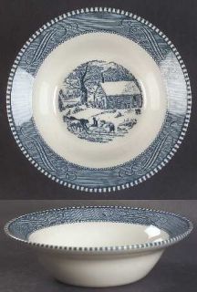 Royal (USA) Currier & Ives Blue Rim Cereal Bowl, Fine China Dinnerware   Blue Sc