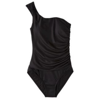 Clean Water Womens 1 Piece One Shoulder Swimsuit  Black L