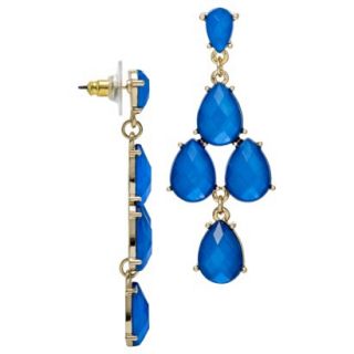 Womens Chandelier Drop Earrings with Faceted Stone   Blue/Gold