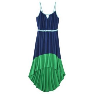 Merona Womens Knit Colorblock High Low Hem Dress   Waterloo Blue/Mahal Green  