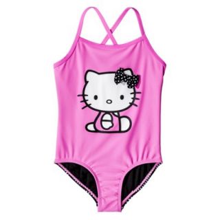 Hello Kitty Girls 1 Piece Swimsuit   Pink M