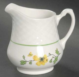 Wedgwood Jacqueline Creamer, Fine China Dinnerware   Yellow & Green Floral, Gree