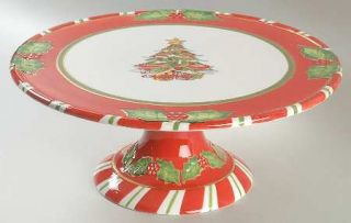 Christopher Radko Letters To Santa Footed Cake Plate, Fine China Dinnerware   Sa