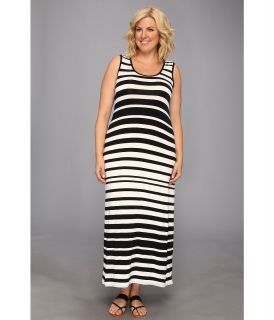 TWO by Vince Camuto Plus Size S/L Striking Stripes Maxi Dress Womens Dress (Black)