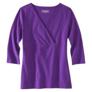Womens Double Layer 3/4 Sleeve Tee   Royal Purple   XS