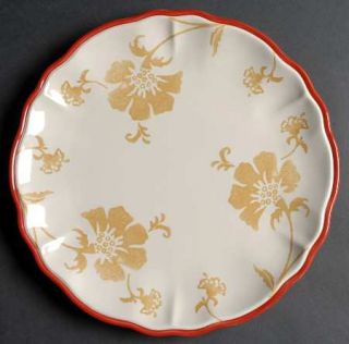 Home Somerset Floral Dinner Plate, Fine China Dinnerware   Tan Floral,Embossed,S