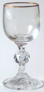 Import Assoc Gold Band Cordial Glass   Gold Band, Cut Ball Stem
