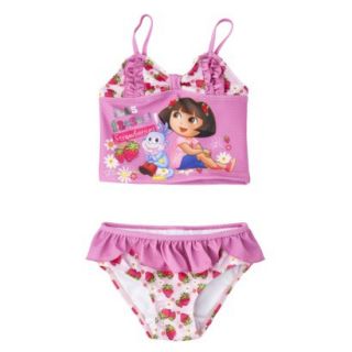 Dora the Explorer Toddler Girls 2 Piece Tankini Swimsuit Set   Pink 3T