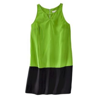 Merona Womens Colorblock Hem Shift Dress   Zuna Green/Black   L