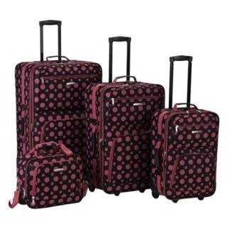 Rockland Fashion 4 pc. Expandable Luggage Set   Black Pink Dot