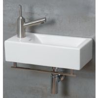Whitehaus WH114LTB Jem Wall Mount Basin with Chrome Towel Bar   Left Hand Faucet