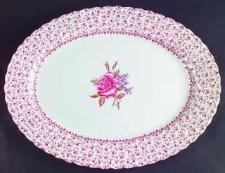 Johnson Brothers Rose Bouquet Pink 14 Oval Serving Platter, Fine China Dinnerwa