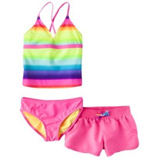 Xhilaration Girls Tankini Top, Swim Bottom and Short Set   Pink XL