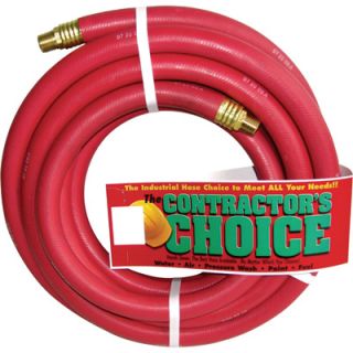 Industrial Red Rubber Hose   3/4in. x 50ft., 1/2in. NPT Fittings, 200 PSI,