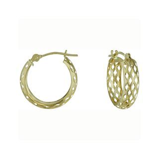 14K Yellow Gold Openwork Hoop Earrings, Womens