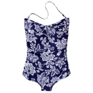 Clean Water Womens 1 Piece Floral Swimsuit  Blue L