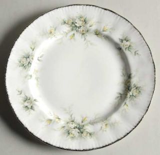 Paragon First Love Salad Plate, Fine China Dinnerware   Yellow/Gray/White Roses,