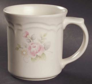 Pfaltzgraff Tea Rose Mug, Fine China Dinnerware   Stoneware,Pink Roses,Blue Flow