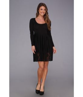 French Connection Pleated Jersey Lace 71ARL Dress Womens Dress (Black)