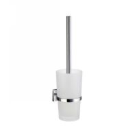 Smedbo SRK333 House Wall Mount Toilet Brush with Frosted Glass Container