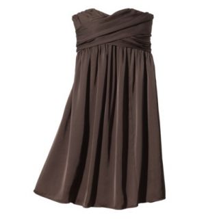 TEVOLIO Womens Plus Size Satin Strapless Dress   Brown   16W