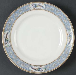 Haviland Rani Salad Plate, Fine China Dinnerware   Theo,Blue Edge, Birds On Rim