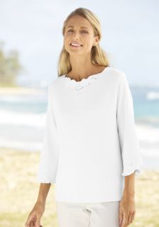 Lace trim Tee, White, Small