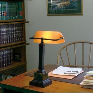 House of Troy HOU DSK430 MB Shelburne Mahogany Bronze & Amber Glass Desk Lamp