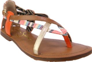 Womens Jessica Simpson Joan   Multi Gold Leather Thong Sandals